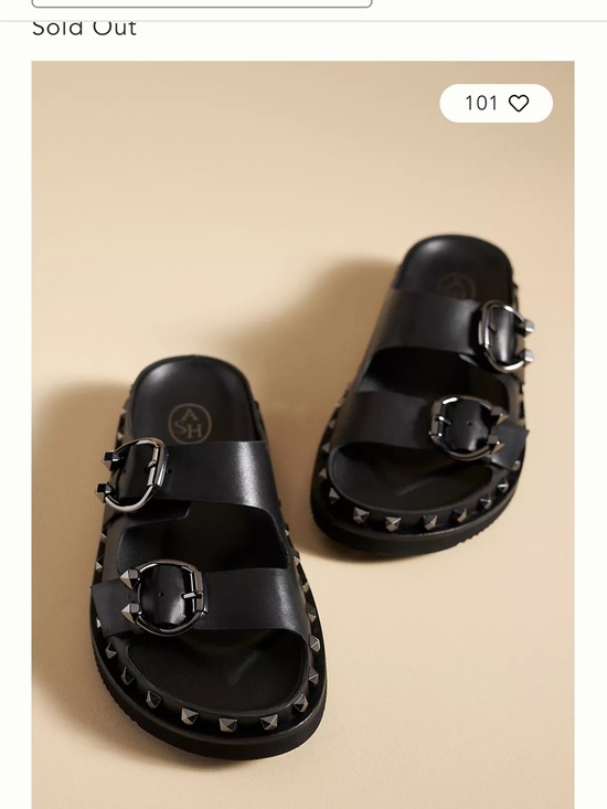 Ash Shoes - Ash Black Studded Double-Buckle Slide Sandals